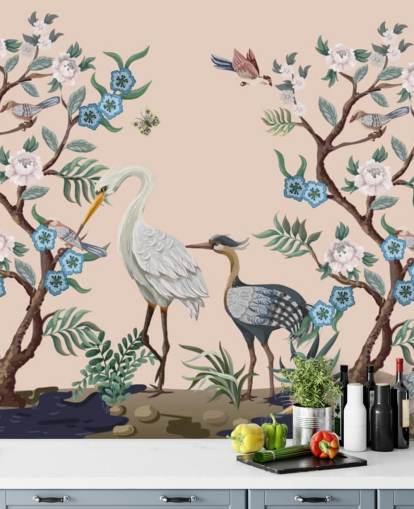 pastel toned birds and flowers wallpaper pastel toned birds and flowers wallpaper