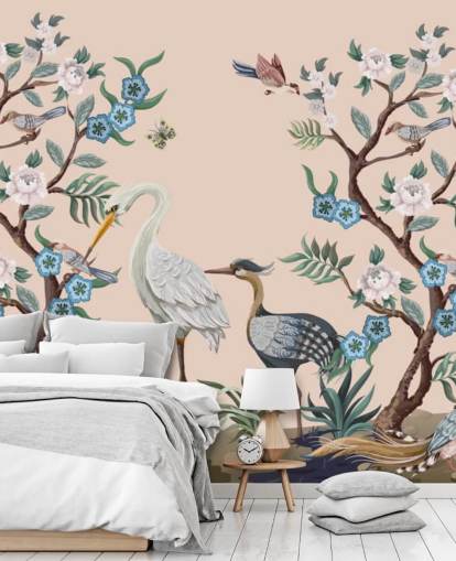 pastel toned birds and flowers wallpaper pastel toned birds and flowers wallpaper