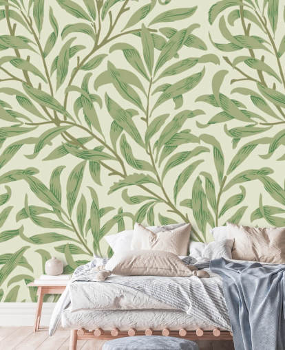 Mural de parede Willow Bough com folhas verdes de William Morris Mural de parede Willow Bough com folhas verdes de William Morris