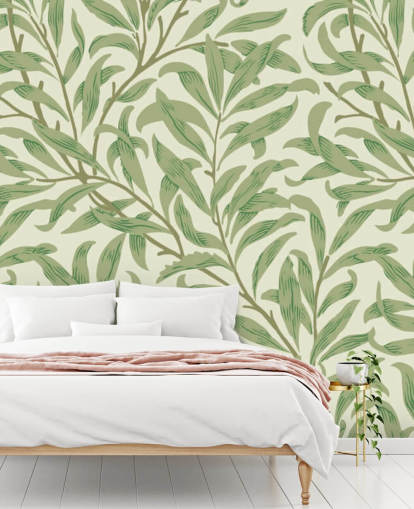 Mural de parede Willow Bough com folhas verdes de William Morris