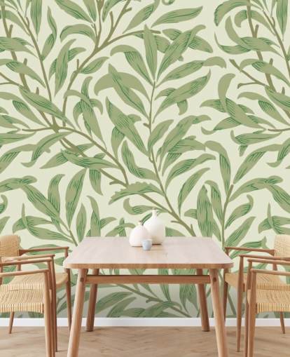 Mural de parede Willow Bough com folhas verdes de William Morris