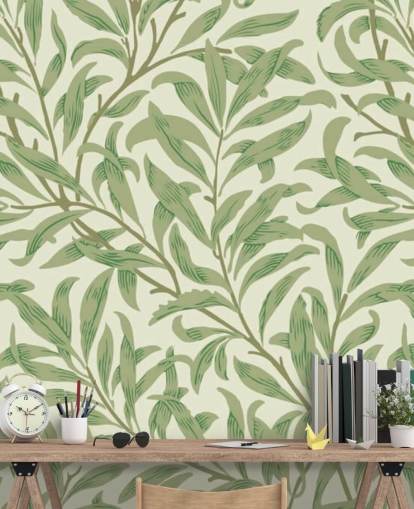 Willow Bough veggmaleri med grønne blader av William Morris