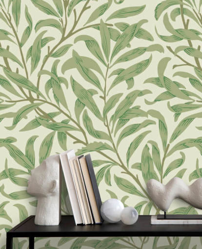 Willow Bough vægmaleri med grønne blade af William Morris