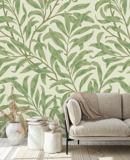 Mural de pared Willow Bough con hojas verdes de William Morris Mural de pared Willow Bough con hojas verdes de William Morris
