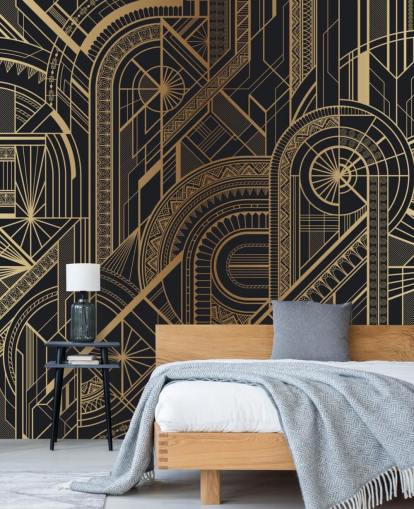 Black and Gold Pattern Wall Mural