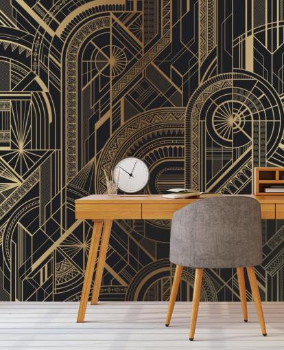 Black and Gold Pattern Wall Mural