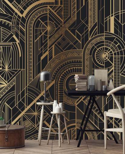 Black and Gold Pattern Wall Mural