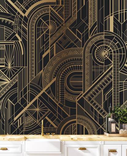 Black and Gold Pattern Wall Mural