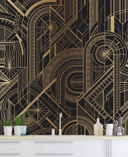 Black and Gold Pattern Wall Mural