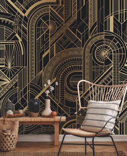 Decorazione murale con motivo nero e oro