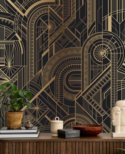 Black and Gold Pattern Wall Mural