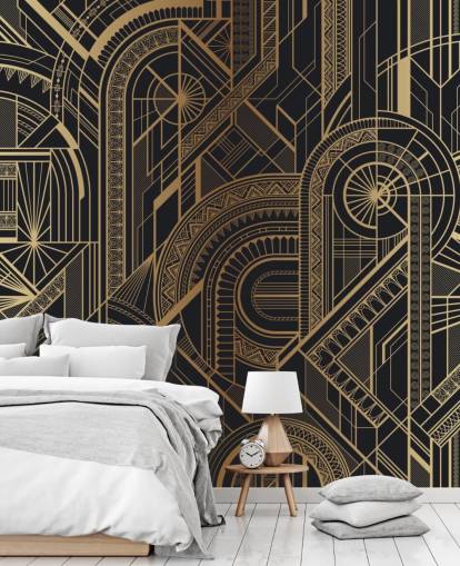 Decorazione murale con motivo nero e oro