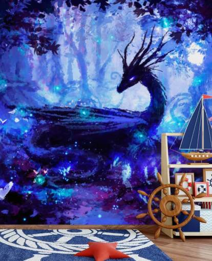 carta da parati dark dragon forest