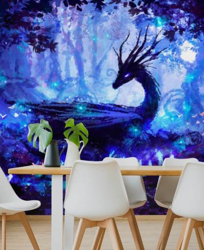 donker drakenbos behang