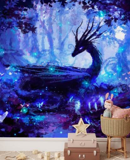 carta da parati dark dragon forest