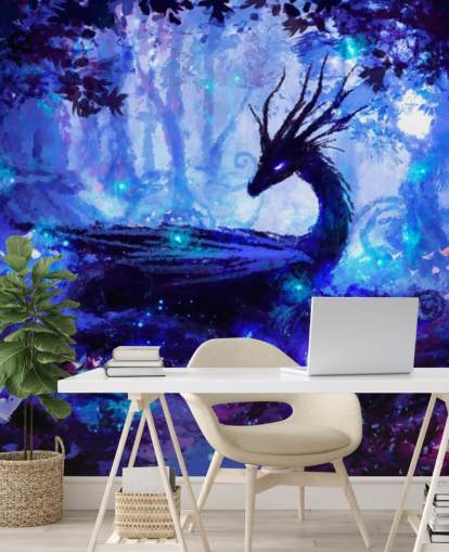 papel de parede da floresta de dragões escuros