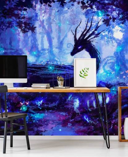 carta da parati dark dragon forest