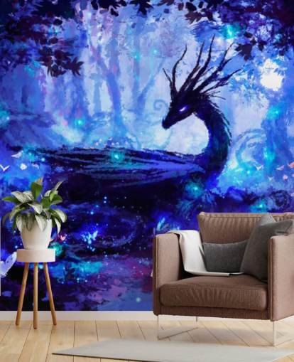 dark dragon forest wallpaper