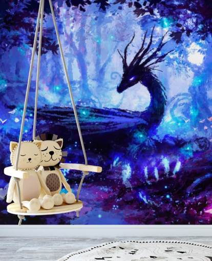 carta da parati dark dragon forest