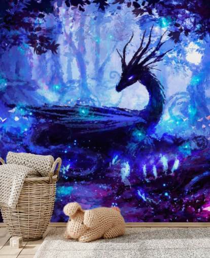 papel de parede da floresta de dragões escuros