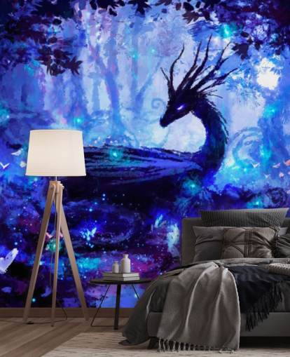 donker drakenbos behang