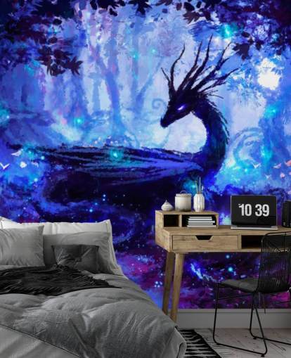 papel de parede da floresta de dragões escuros