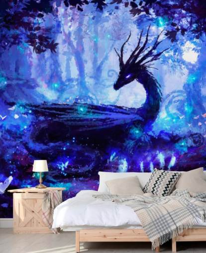 donker drakenbos behang