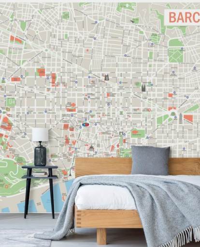 colorido mural de pared personalizado con el mapa de Barcelona llamado Mapa de Barcelona colorido mural de pared personalizado con el mapa de Barcelona llamado Mapa de Barcelona
