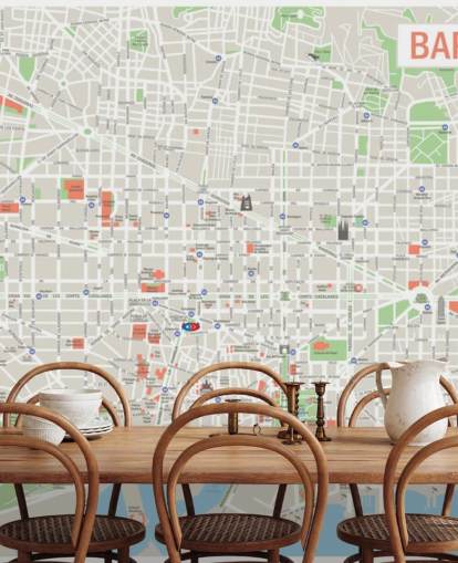 colourful custom barcelona map wall mural called Map of Barcelona colourful custom barcelona map wall mural called Map of Barcelona