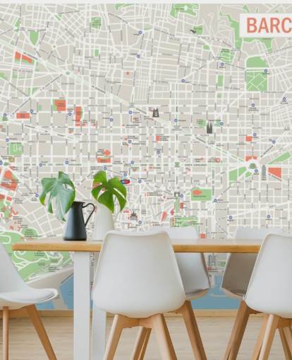 colorido mural de pared personalizado con el mapa de Barcelona llamado Mapa de Barcelona colorido mural de pared personalizado con el mapa de Barcelona llamado Mapa de Barcelona