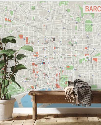 colorful custom barcelona map wall mural called Map of Barcelona colorful custom barcelona map wall mural called Map of Barcelona