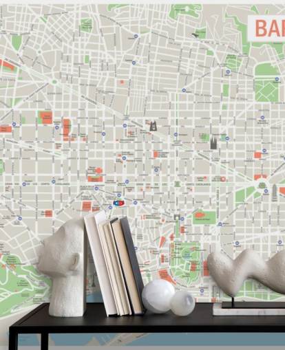 farbenfrohes individuelles Barcelona-Karten-Wandbild namens Map of Barcelona