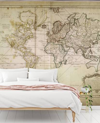 beige custom world map wall mural called Historic World Map for offices and dining rooms