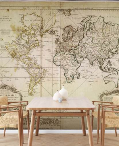 beige aangepaste wereldkaart muurschildering genaamd Historic World Map voor kantoren en eetkamers beige aangepaste wereldkaart muurschildering genaamd Historic World Map voor kantoren en eetkamers