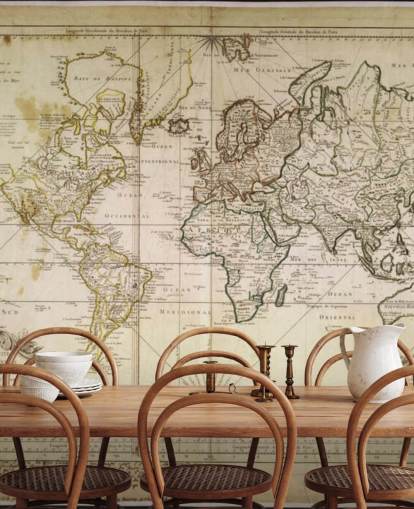 beige brugerdefineret verdenskort vægmaleri kaldet Historic World Map til kontorer og spisestuer