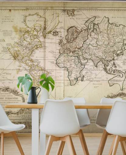 mural de pared de mapa mundial personalizado de color beige llamado Mapa histórico del mundo para oficinas y comedores