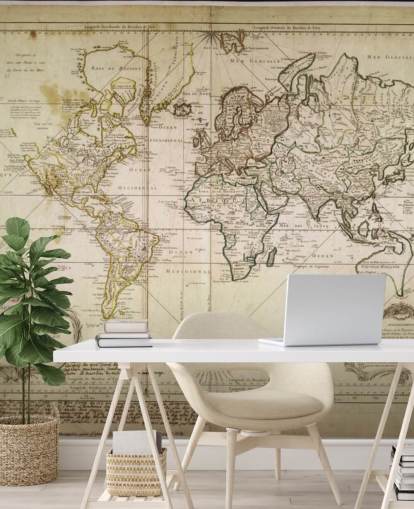 beige custom world map wall mural called Historic World Map for offices and dining rooms