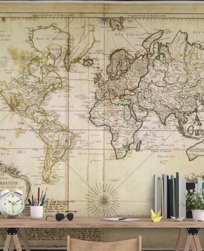 mural de pared de mapa mundial personalizado de color beige llamado Mapa histórico del mundo para oficinas y comedores mural de pared de mapa mundial personalizado de color beige llamado Mapa histórico del mundo para oficinas y comedores