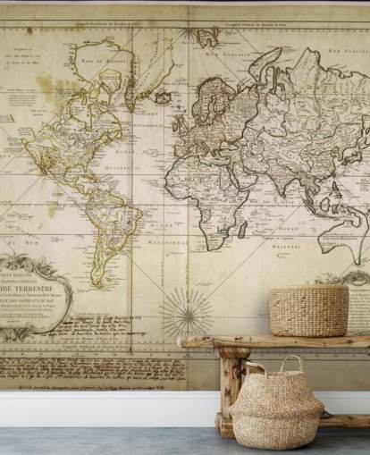 beige brugerdefineret verdenskort vægmaleri kaldet Historic World Map til kontorer og spisestuer beige brugerdefineret verdenskort vægmaleri kaldet Historic World Map til kontorer og spisestuer