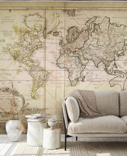 mural de pared de mapa mundial personalizado de color beige llamado Mapa histórico del mundo para oficinas y comedores
