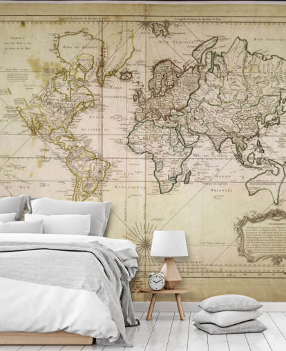 murale beige con mappa del mondo personalizzata chiamata Historic World Map per uffici e sale da pranzo