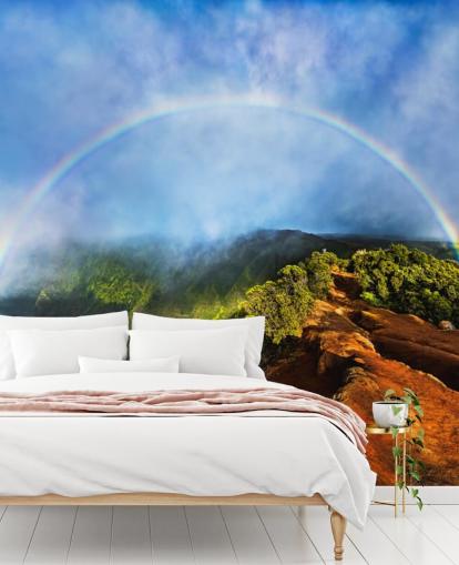 rocky mountain with a huge natural rainbow wall mural rocky mountain with a huge natural rainbow wall mural