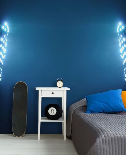 Sfondo con luci notturne dello stadio di calcio blu