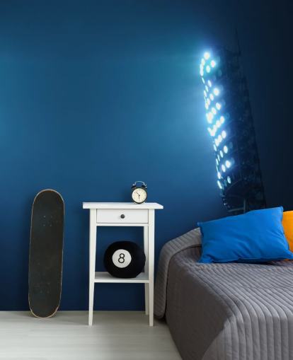 Luzes do estádio de futebol azul à noite papel de parede