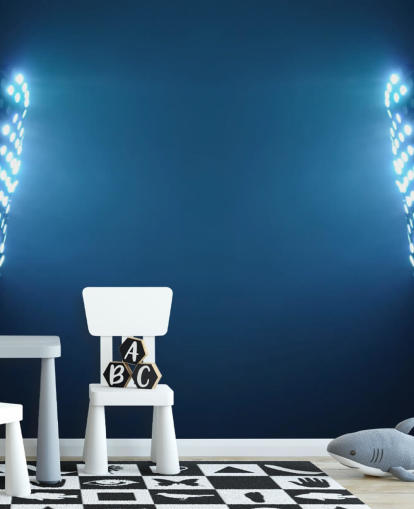 Blue Soccer Stadium Lights at Night Wallpaper