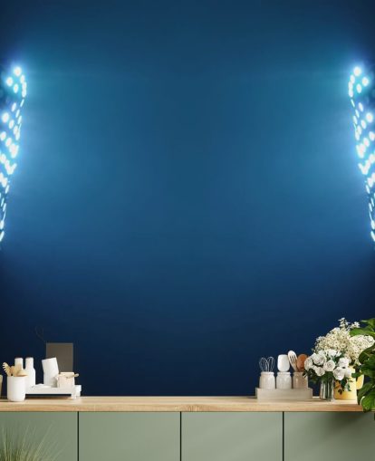 Blue Soccer Stadium Lights at Night Wallpaper