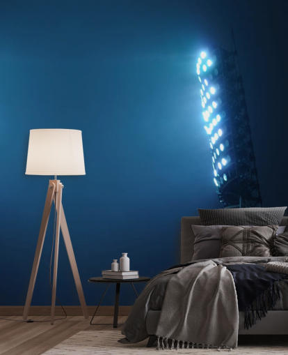 Fondo de pantalla de luces de estadio de fútbol azul en
