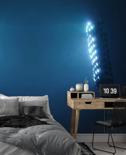 Sfondo con luci notturne dello stadio di calcio blu Sfondo con luci notturne dello stadio di calcio blu