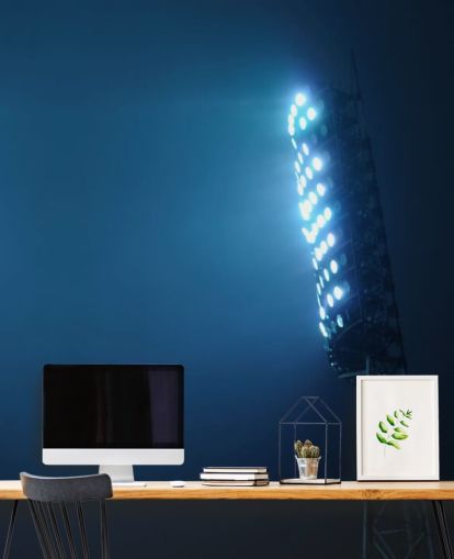 Sfondo con luci notturne dello stadio di calcio blu