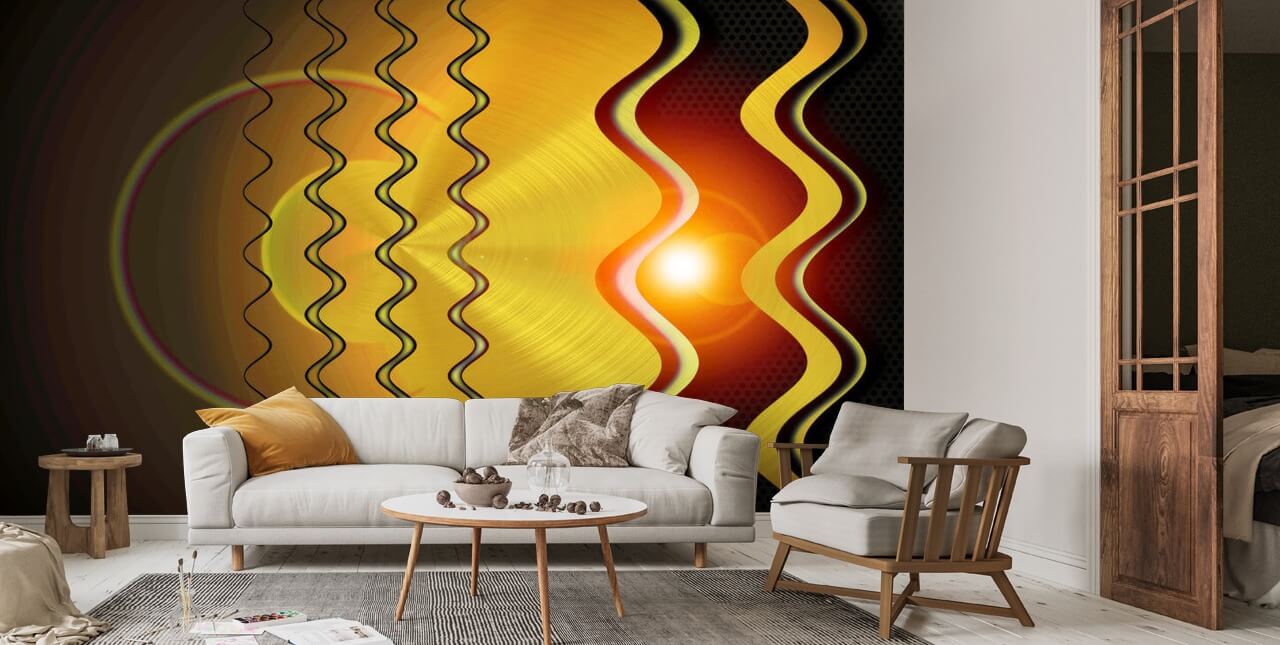 Golden shade technology background with colorful decorative transparent  circles lens flare and curve... | Wallsauce US